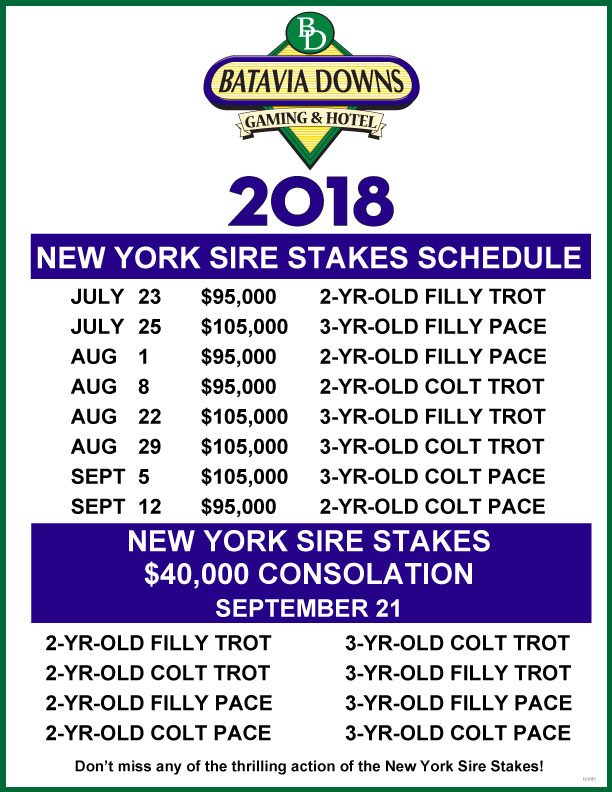 Stakes Schedule Horse & Thoroughbred Batavia Downs Gaming & Hotel, NY