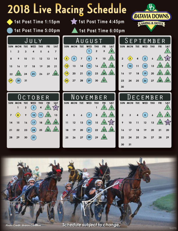 Calendar Horse & Harness Racing Schedule & Times Batavia Downs