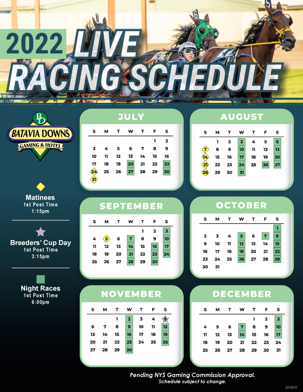 Calendar Horse & Harness Racing Schedule & Times Batavia Downs