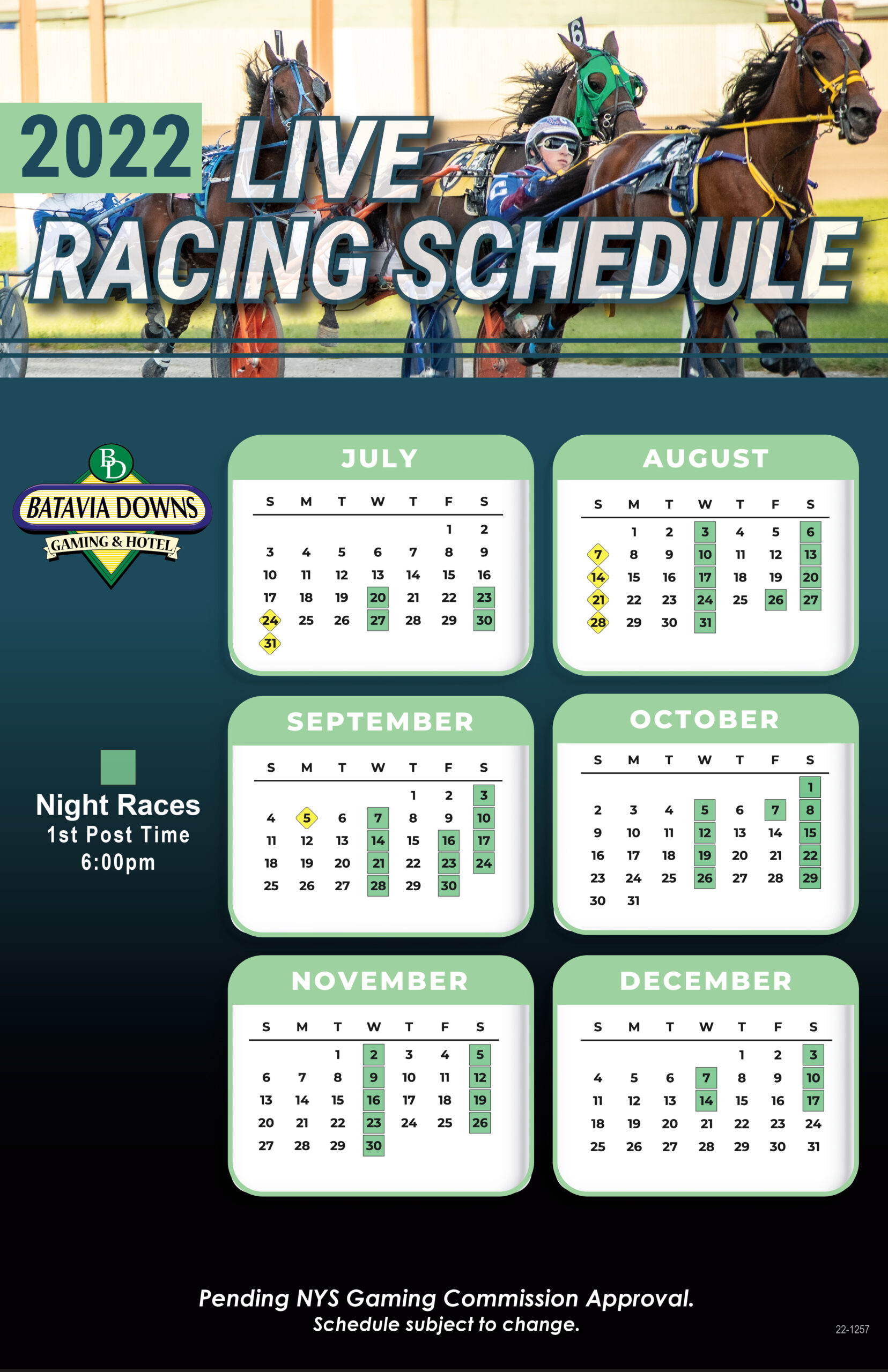 Live Racing Schedule Horse & Thoroughbred Batavia Downs Gaming